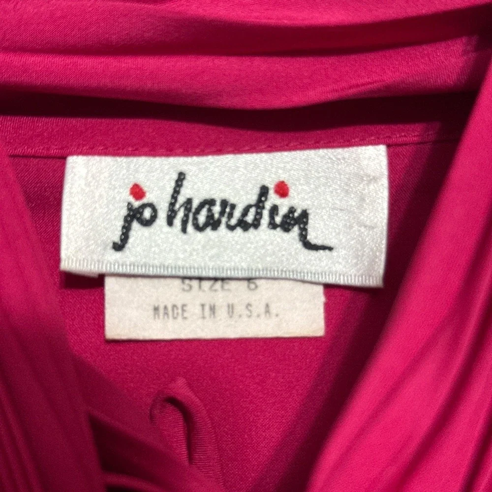 Vintage Fuchsia Secretary‎ Blouse High Neck Ruffle Button Detail Size 6 Romantic